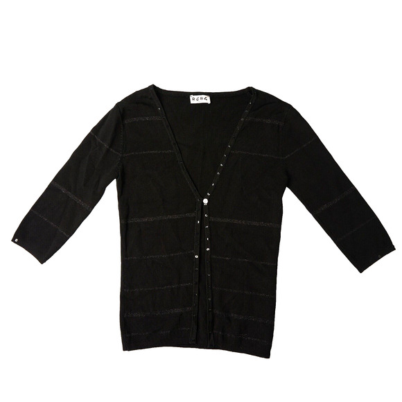 Vtg BCBG Y2K Black Knit Cardigan Women’s XS Sequin Soft gurnge 90s Goth Whimsy - Picture 1 of 7